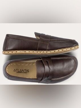 Atlantis Handmade Women’s Cafe Noir Leather Penny Loafers Size 8.5